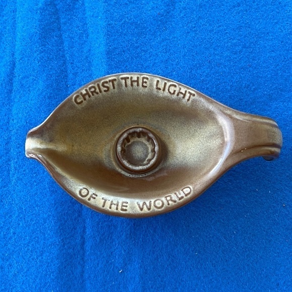 Frankoma Pottery 1971 Oral Roberts Christ the Light of the World Candleholder - Picture 1 of 7